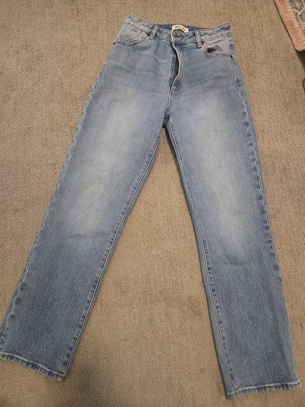 ROLLA'S High-Rise Straight Jeans - Light Blue Denim
